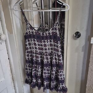 UK2LA White and Purple Backless Spaghetti Strap Sundress